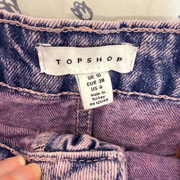 Topshop Pink Denim Skirt - Raw Hem - US Size 6 -  UK Size 10 - Picture 2 of 7